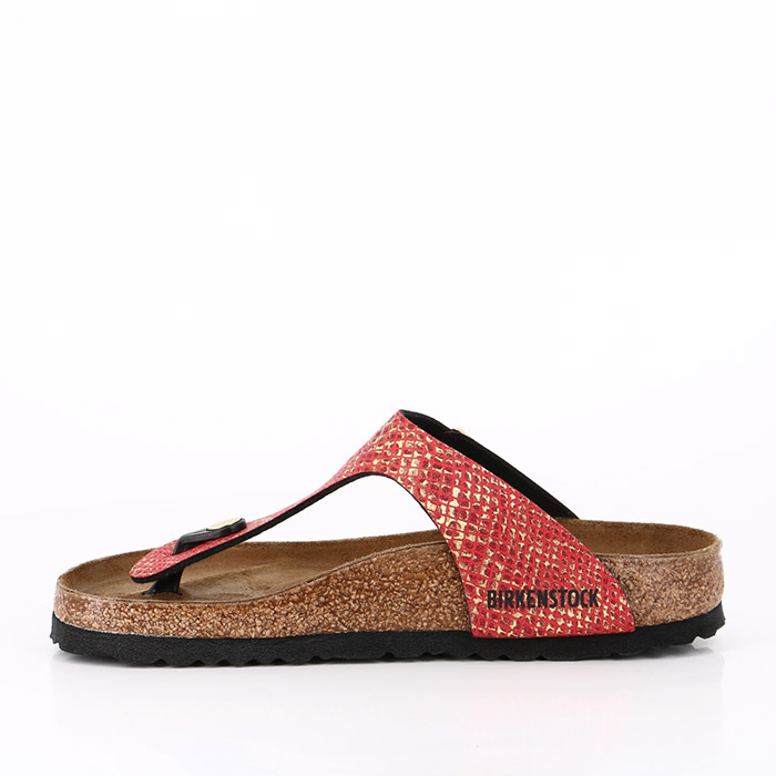 Birkenstock chaussures birkenstock gizeh bs shiny python red gold imprimes animal1509001_3