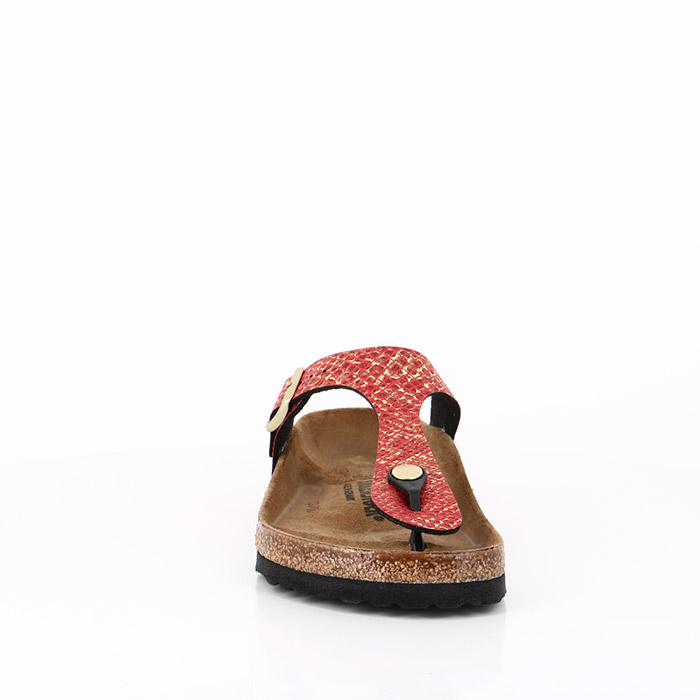 Birkenstock chaussures birkenstock gizeh bs shiny python red gold imprimes animal1509001_4