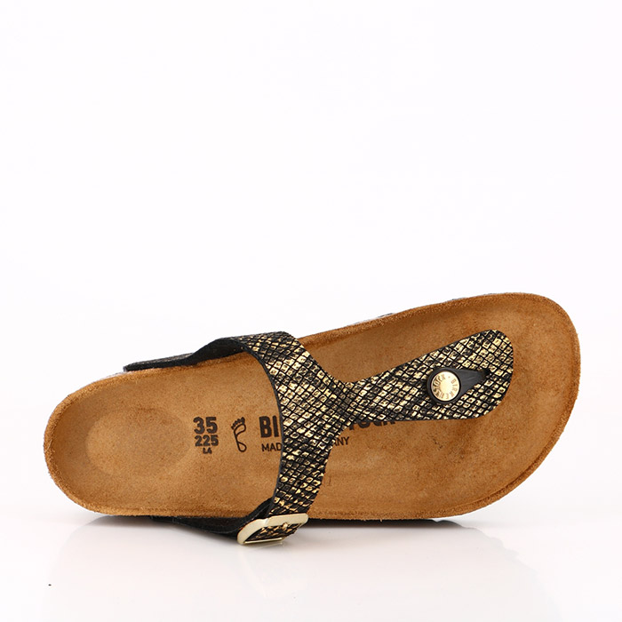 Birkenstock chaussures birkenstock gizeh bs shiny python black or imprimes animal