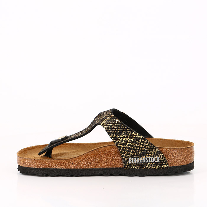 Birkenstock chaussures birkenstock gizeh bs shiny python black or imprimes animal1509101_3