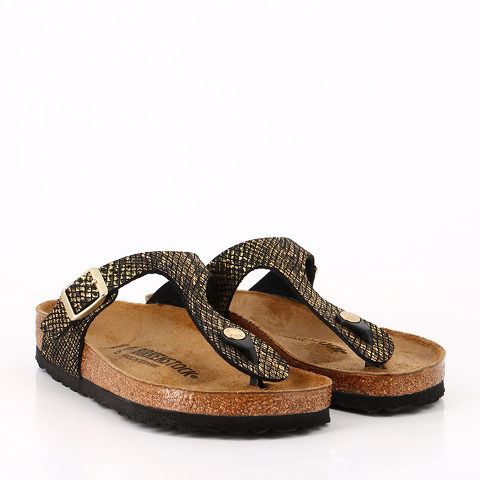 Birkenstock chaussures birkenstock gizeh bs shiny python black or imprimes animal1509101_5