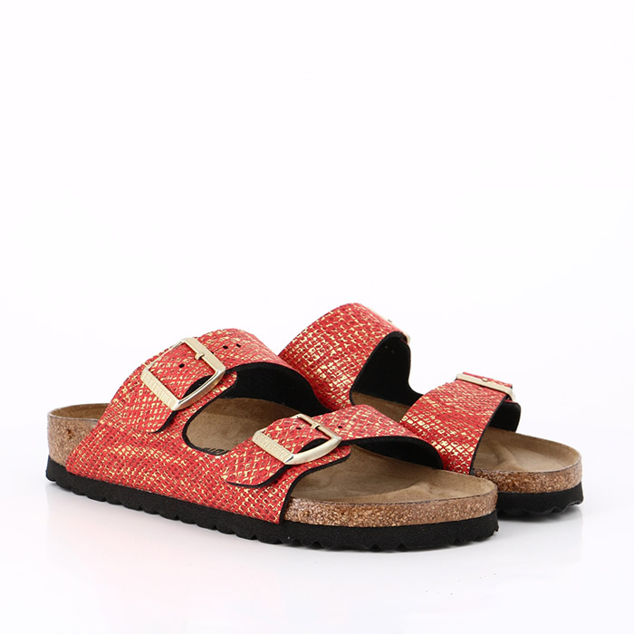 Birkenstock chaussures birkenstock arizona bs shiny python red gold imprimes animal1510101_5