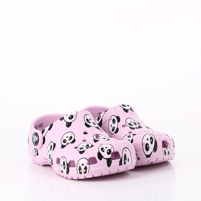 Crocs chaussures crocs bebe kids classic panda print clog ballerina pink rose1521301_2