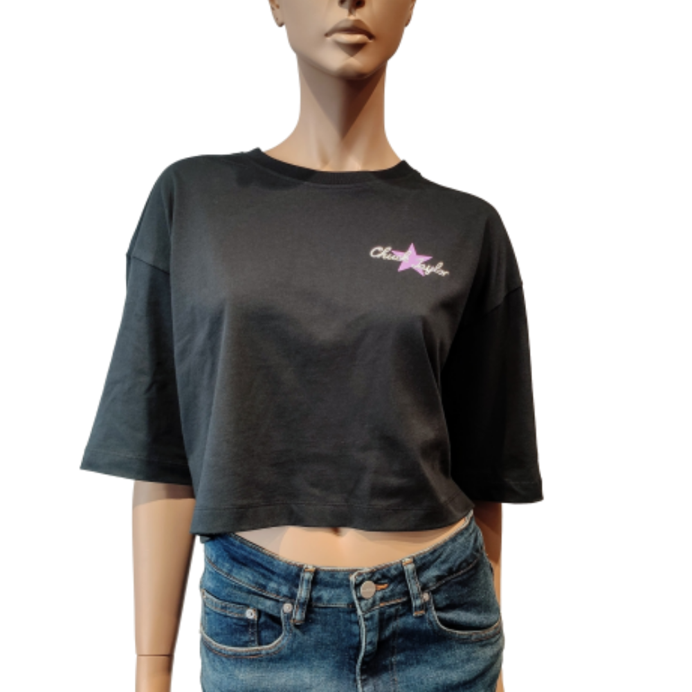 Converse accessoires converse t shirt court et oversize chuck inspired hybrid flower black 