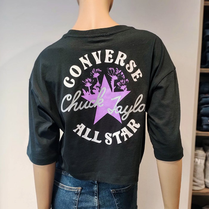 Converse accessoires converse t shirt court et oversize chuck inspired hybrid flower black 1542901_4