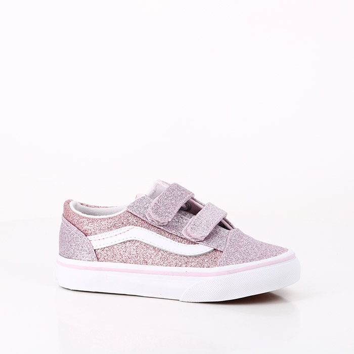 Vans chaussures vans bebe old skool 2 tone glitter velcro orchide rose