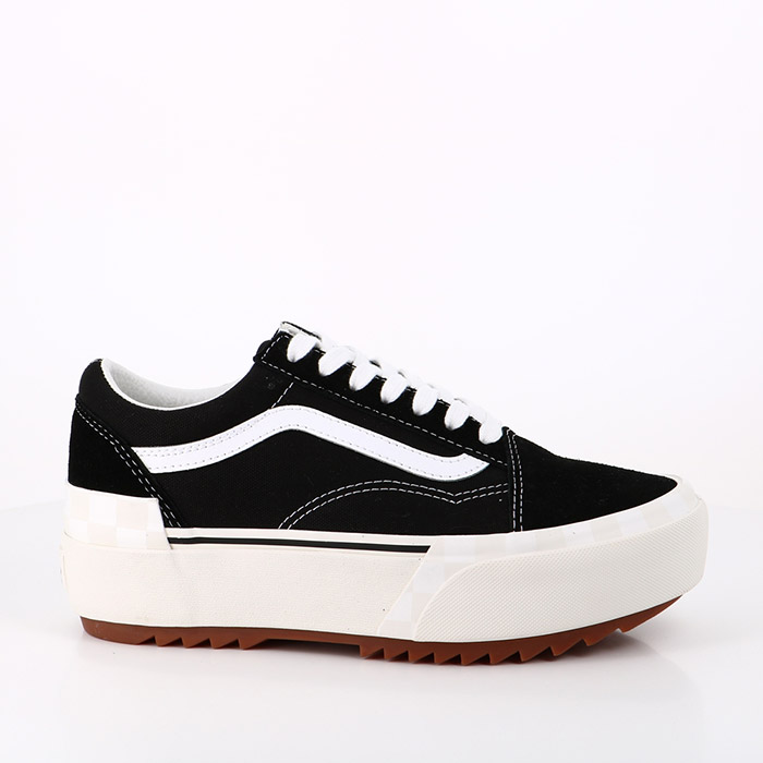 Vans chaussures vans old skool stacked (suede canvas) black blanc de blanc noir