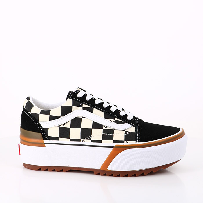 Vans chaussures vans old skool stacked damier checkerboard noir blanc noir