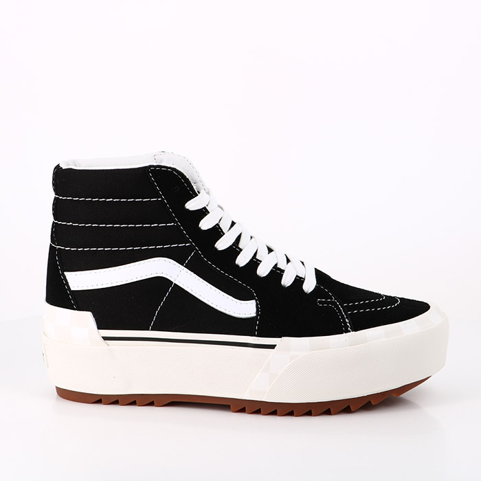 Vans chaussures vans sk8 hi stacked (suede canvas) black blanc de blanc noir