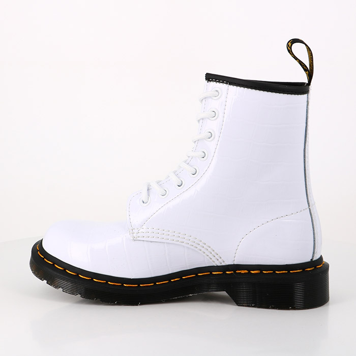 Dr martens chaussures dr martens 1460 verni gauffre effet croco white patent lamper croco blanc1555601_3