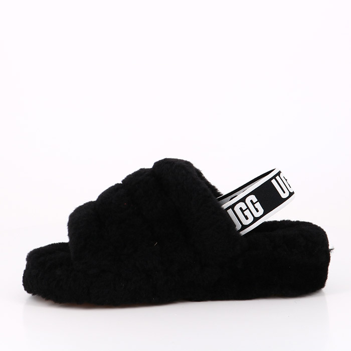 Ugg chaussures ugg fluff yeah logo slide black noir1560001_3