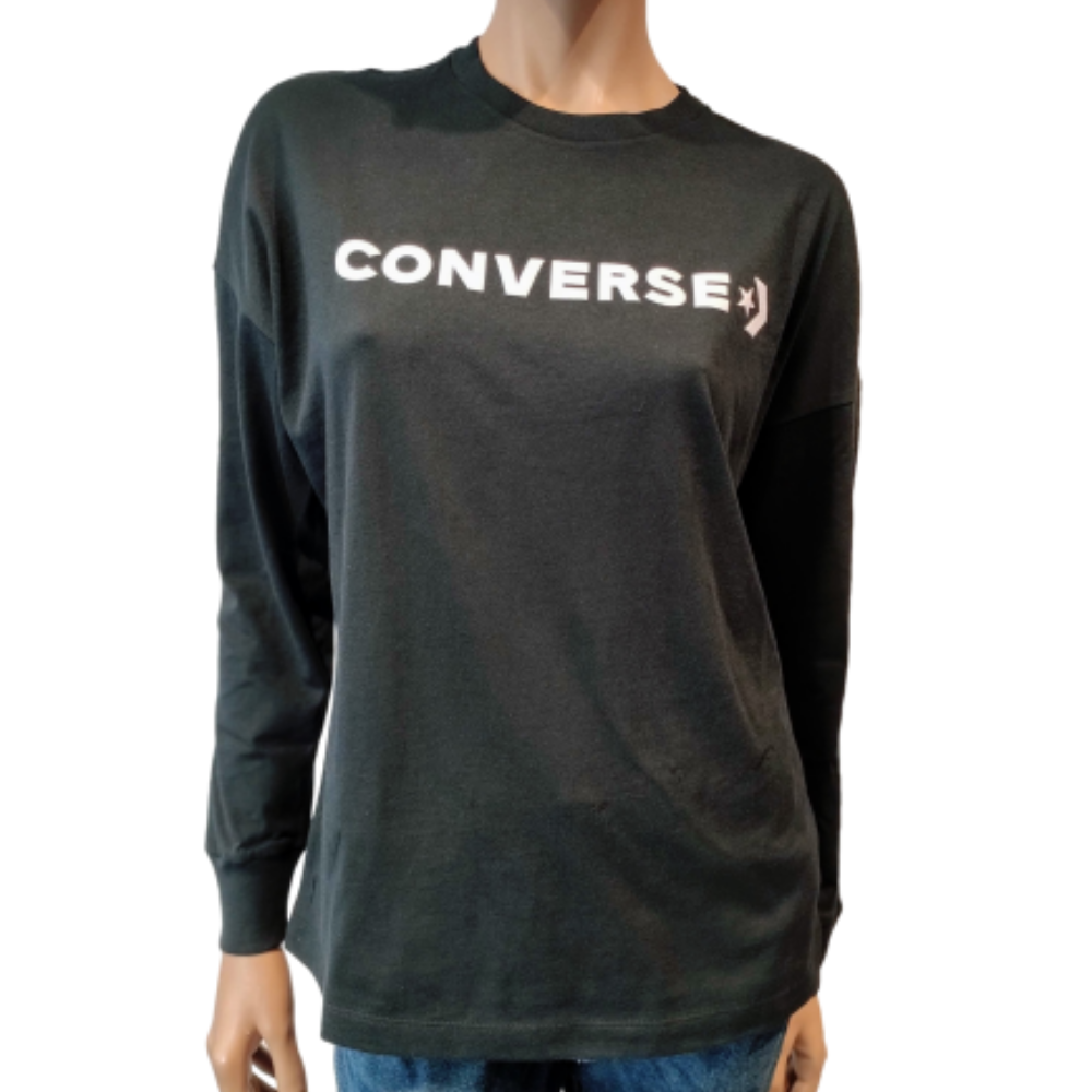 Converse accessoires converse tee shirt sleeve long puff wordmark black 