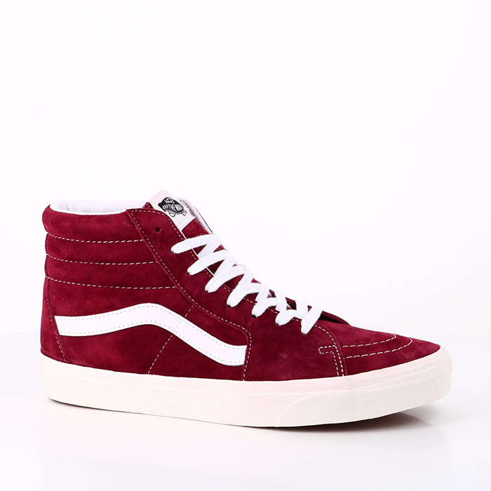 Vans chaussures vans sk8 hi pomegranate snow white en daim bordeaux