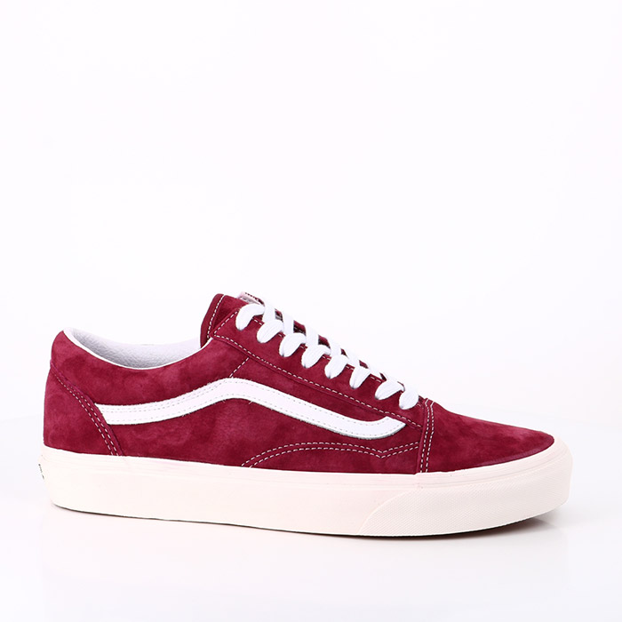 Vans chaussures vans old school pomegranate snow white en daim bordeaux