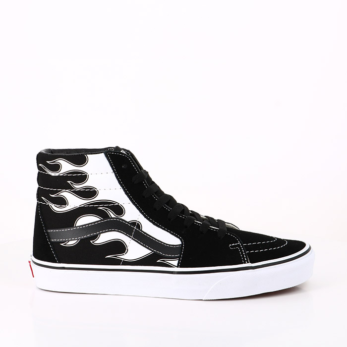 Vans chaussures vans sk8 hi flame black white noir