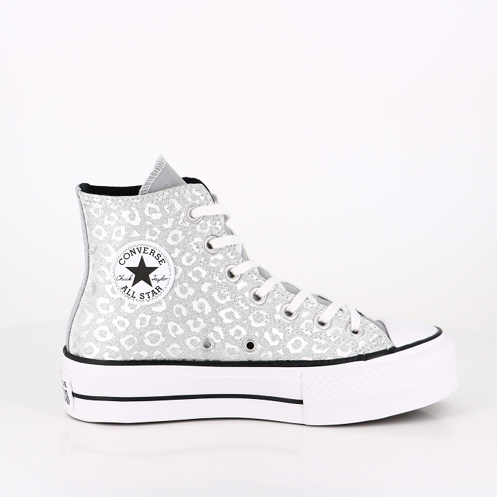 Converse chaussures converse chuck taylor all star authentic glam a plateforme argent noir blanc 