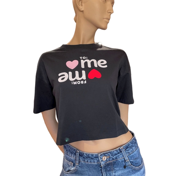 Converse textile converse tshirt ample imprime love me noir