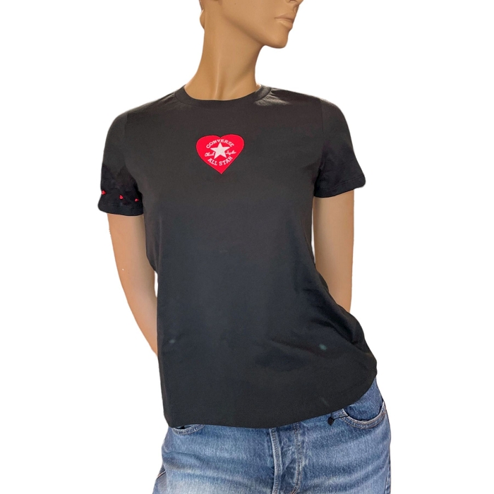 Converse textile converse tee shirt chuck heart black noir2501501_1