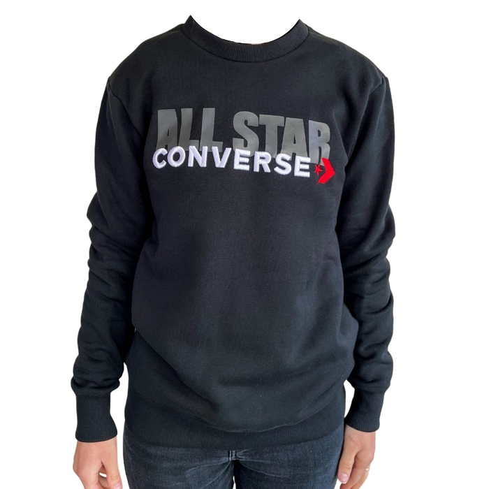 Converse textile converse sweat colle rond all star black noir