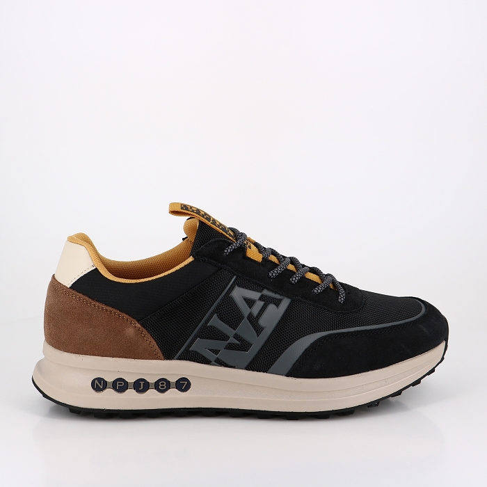 Napapijri chaussures napapijri black taupe man nylon suede running noir