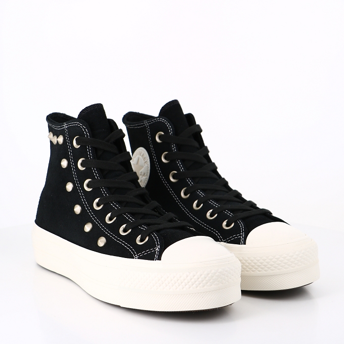 Converse chaussures converse lift hi platform suede studs black light gold egret noir2522501_5