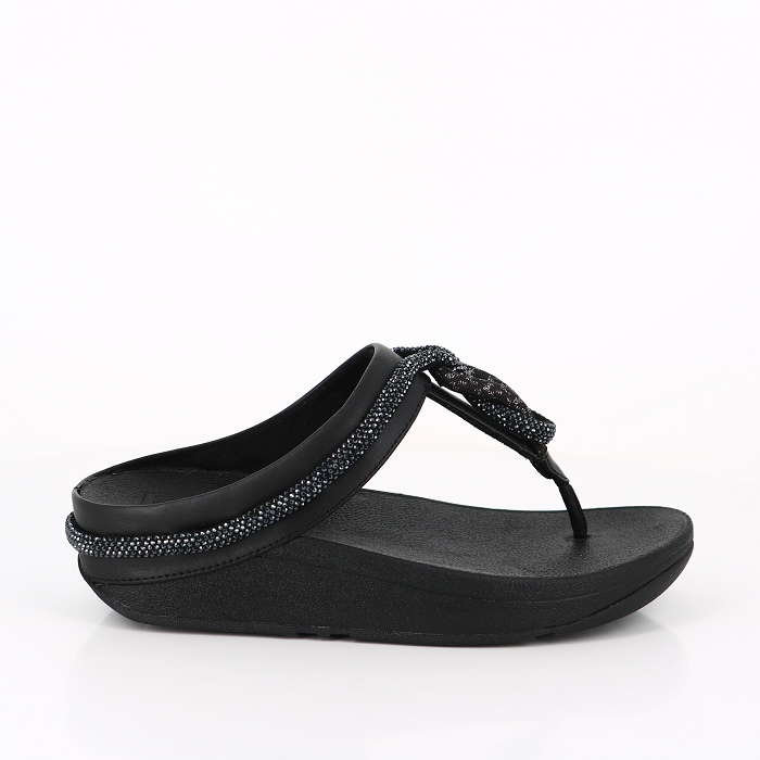 Fitflop famille fitflop fino crystal cord en cuir noir 