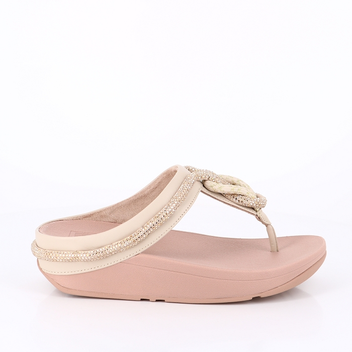 Fitflop famille fitflop fino crystal cord en cuir stone beige 