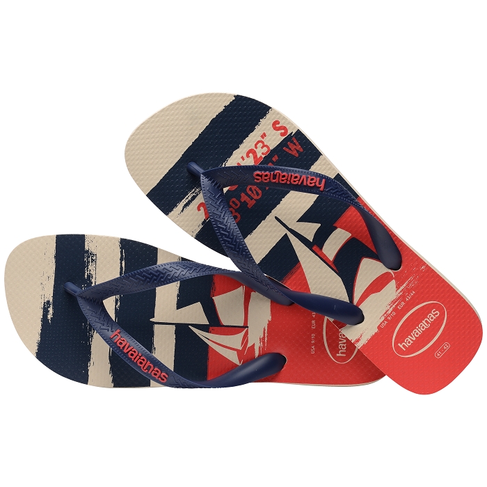 Havaianas chaussures havaianas top nautical beige straw navy blue 2534801_3