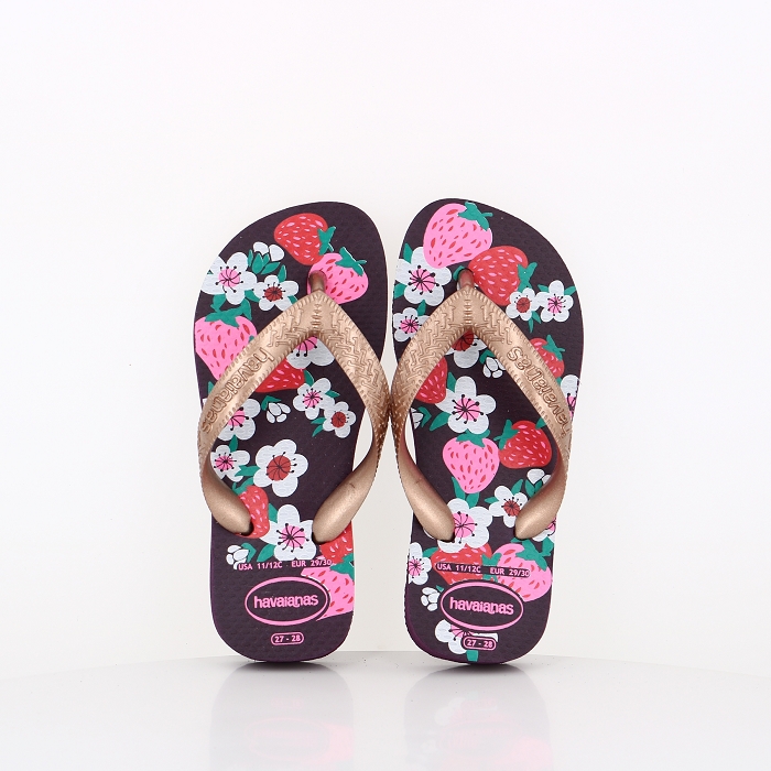 Havaianas chaussures havaianas enfant flores eggplant rose gold violet