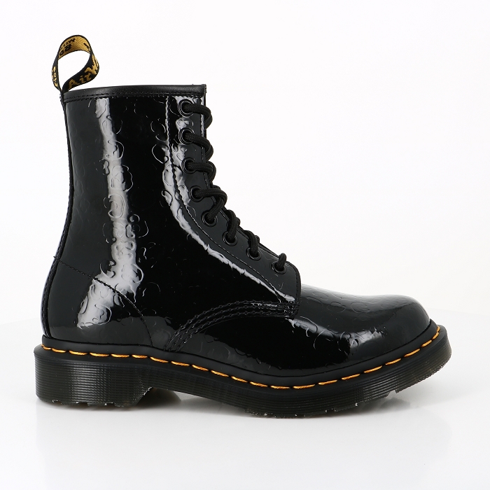 Dr martens chaussures dr martens 1460 cuir vernis gaufre leopard noir noir9000401_1