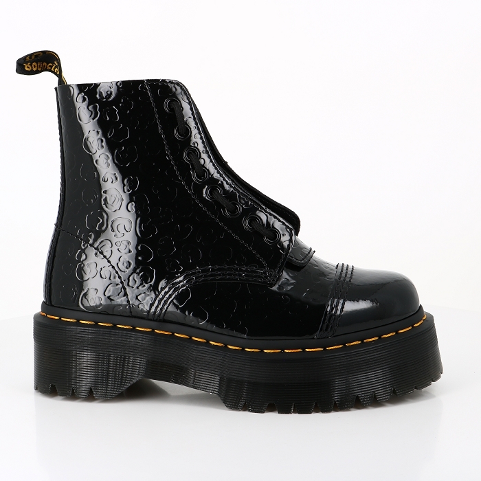 Dr martens chaussures dr martens sinclair plateforme cuir verni gaufre leopard noir noir