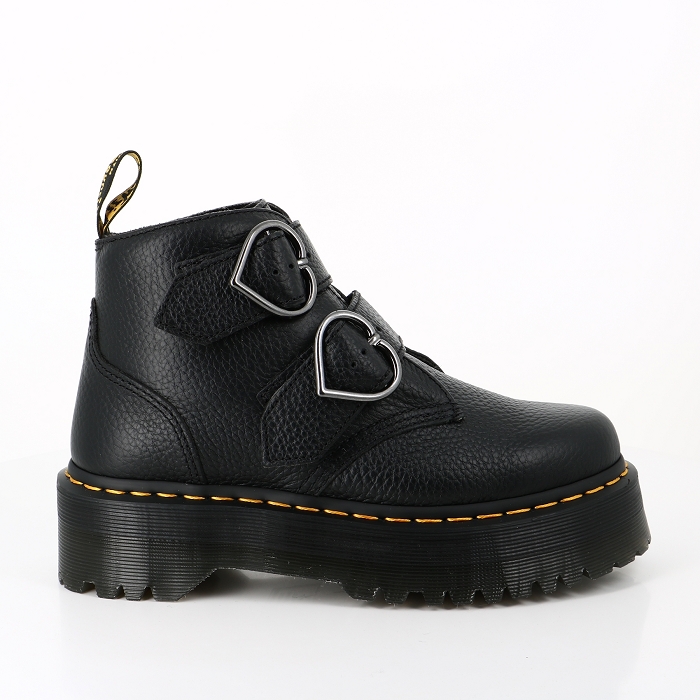 Dr martens chaussures dr martens boots plateforme devon heart black milled nappa noir