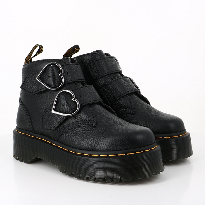 Dr martens chaussures dr martens boots plateforme devon heart black milled nappa noir9002301_5