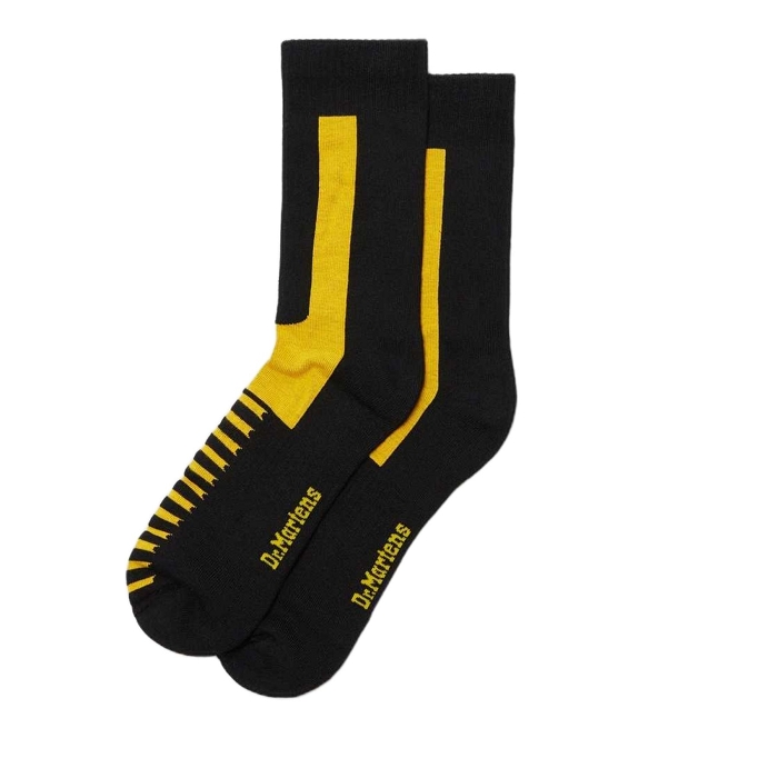 Dr martens textile dr martens chaussettes double doc en coton melange black yellow multicouleur