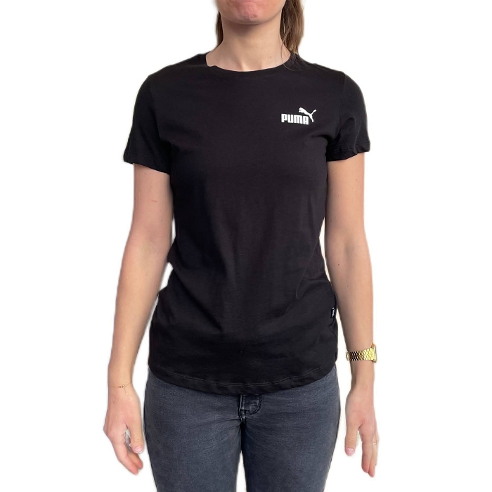 Puma textile puma tee shirt femme noir logo puma blanc noir