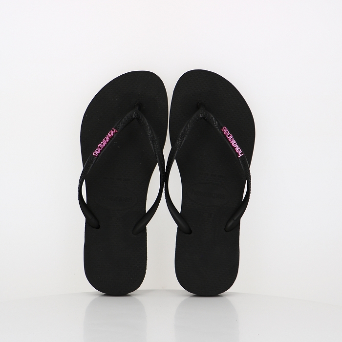 Havaianas chaussures havaianas slim logo metallic black pink noir