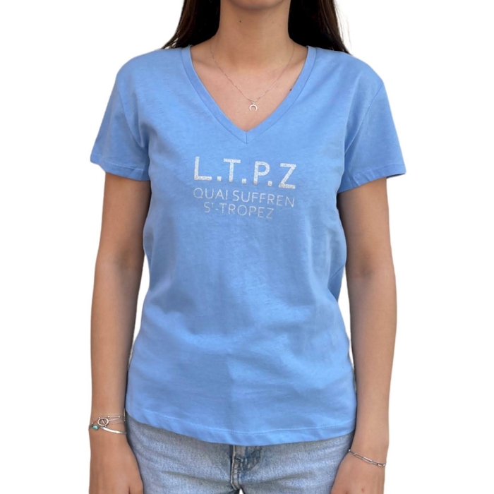 Les tropeziennes textile les tropeziennes evy tee shirt bleu iris 