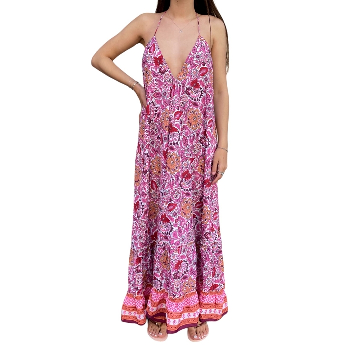 Les tropeziennes textile les tropeziennes naomie rose robe longue bretelle 