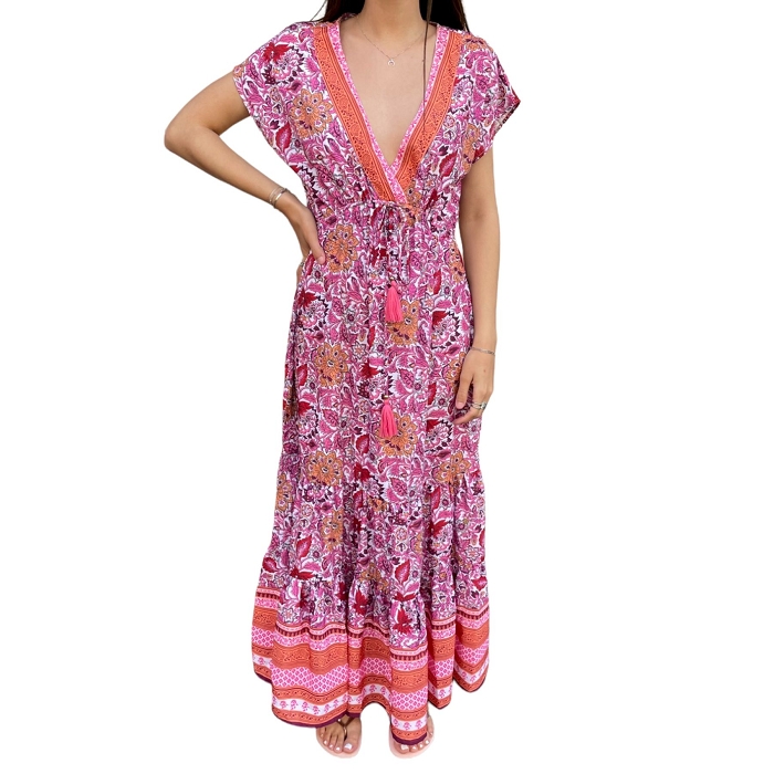 Les tropeziennes textile les tropeziennes bonnie rose robe longue 9029701_1