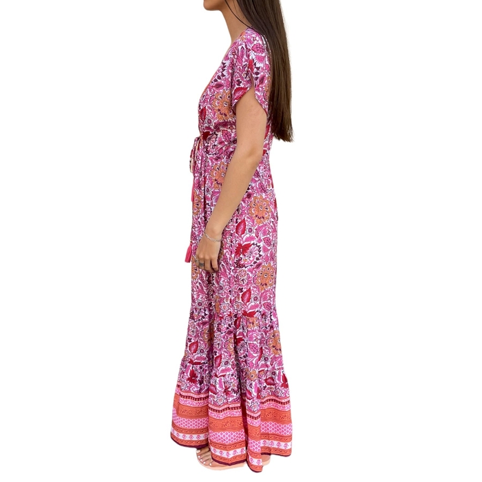 Les tropeziennes textile les tropeziennes bonnie rose robe longue 9029701_2