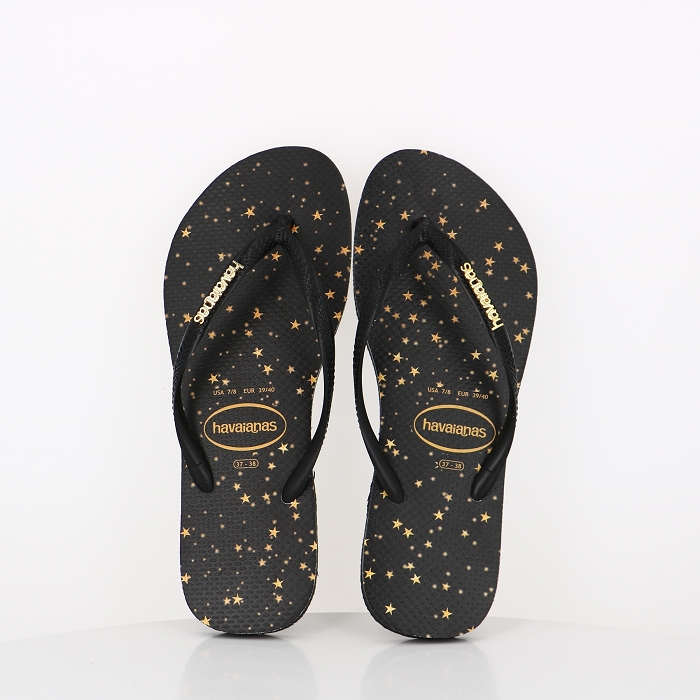 Havaianas chaussures havaianas slim metallic print black light golden noir