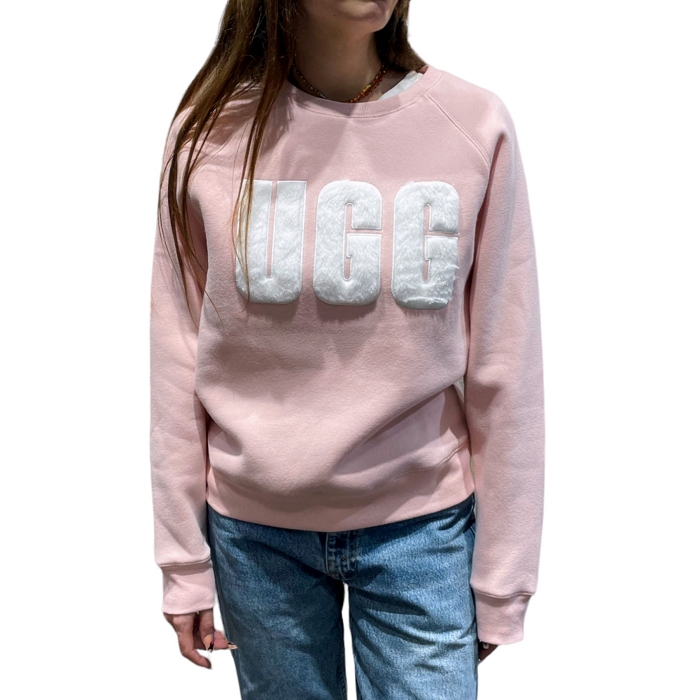 Ugg textile ugg madeline lotus blossom creamfuzzy logo crewneck top 