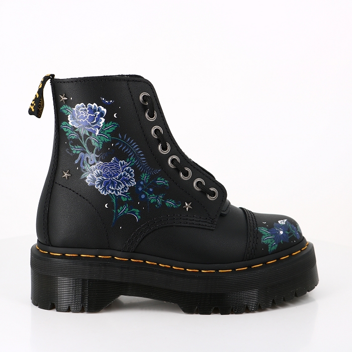 Dr martens chaussures dr martens sinclair floral black mystic garden floral backhand 