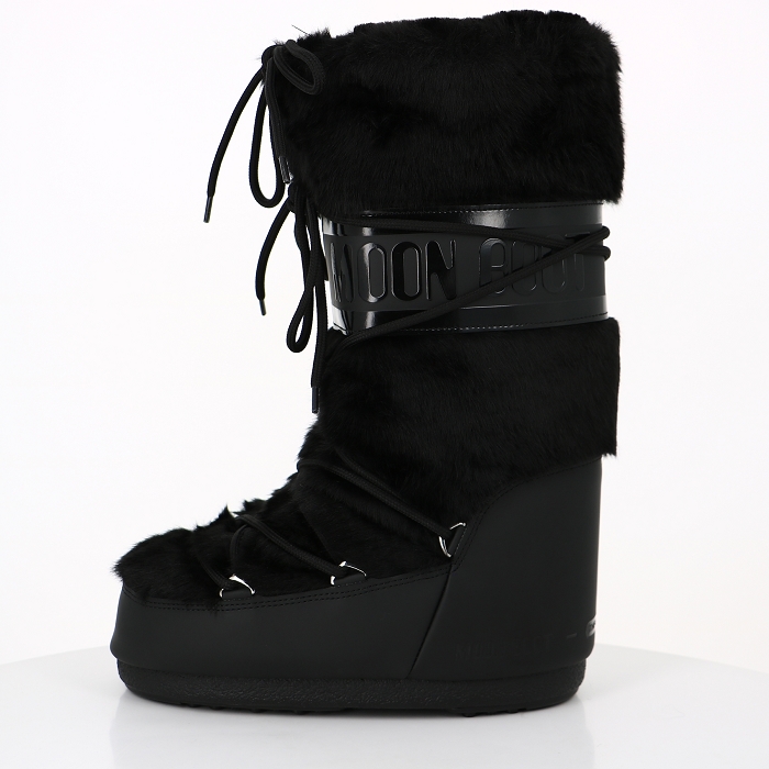 Moon boot chaussures moon boot bottes icon black en fausse fourrure noir9058601_3