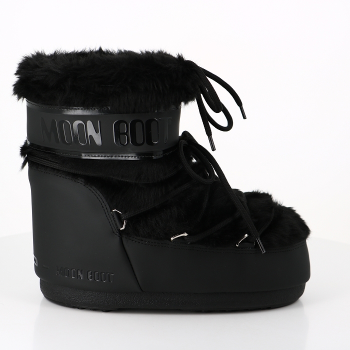 Moon boot chaussures moon boot bottes icon low black fausse fourrure noir