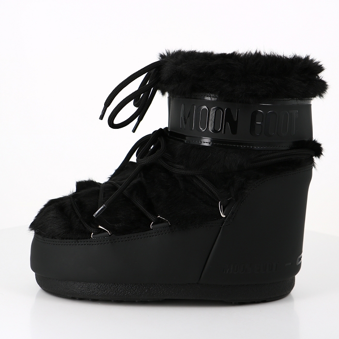 Moon boot chaussures moon boot bottes icon low black en fausse fourrure noir9058701_3