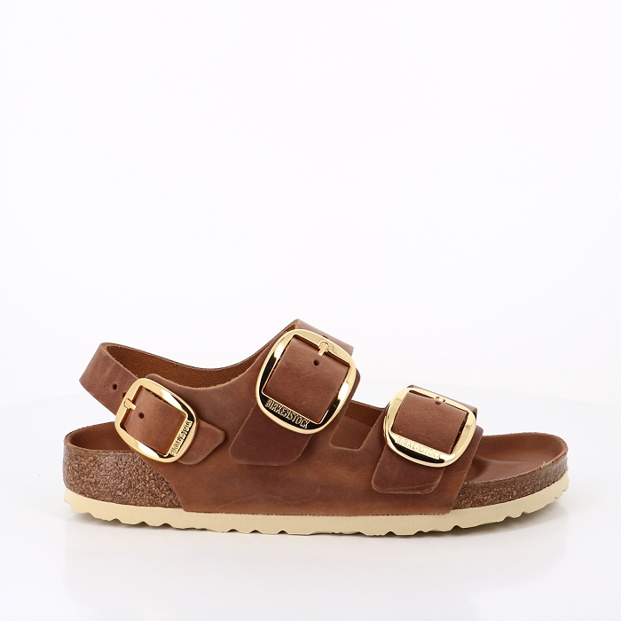 Birkenstock chaussures birkenstock milano big buckle cuir cognac marron