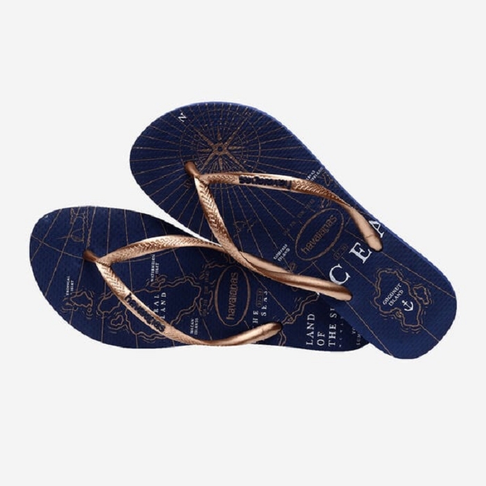 Havaianas chaussures havaianas slim nautical navy blue rose gold white 9075201_3