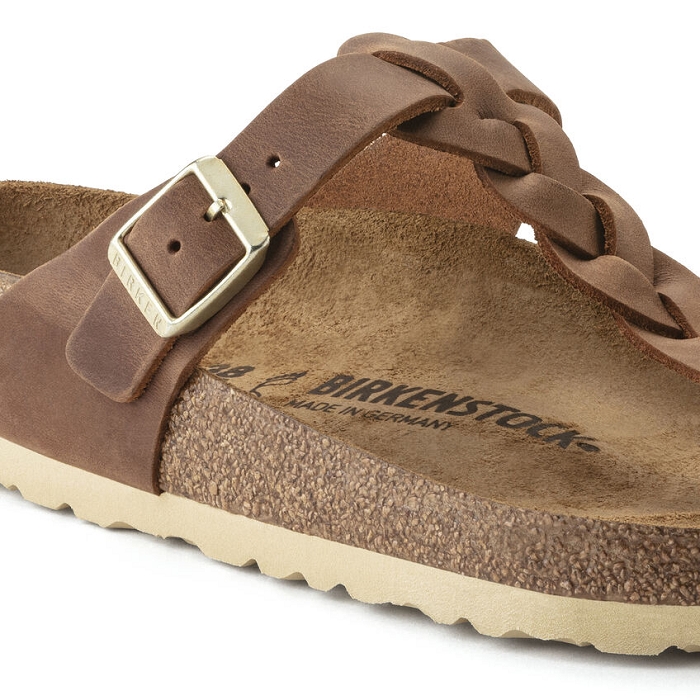 Birkenstock chaussures birkenstock gizeh cuir braided cognac marron9121101_2