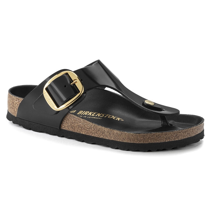 Birkenstock chaussures birkenstock gizeh big buckle cuir patent black noir